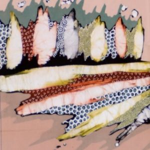 Batik Bild balinesisches Stoffbild Sonne abstrakt, 45 x 75 cm