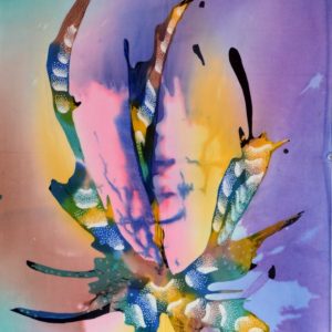 Batik balinesisches Stoffbild fliegender Vogel, 45 x 75 cm