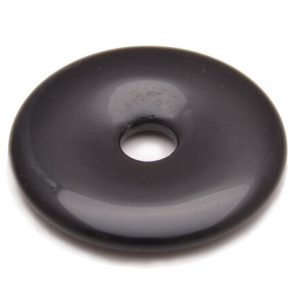 Donut Edelstein afrikanischer Anhänger Obsidian, 40 mm