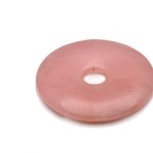 Donut Edelstein afrikanischer Anhänger Rosenquarz, 40 mm