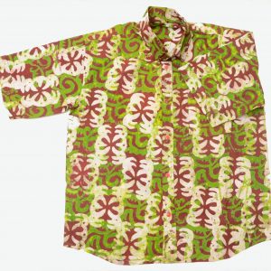 Batik Freizeit Hemd afrikanisch, grün, Adinkra-Muster, Gr. M – verkauft