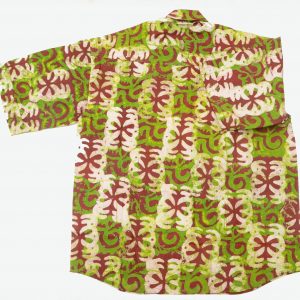 Batik Freizeit Hemd afrikanisch, grün, Adinkra-Muster, Gr. M – verkauft
