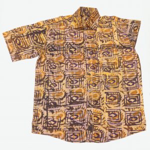 Batik Freizeit afrikanisches Hemd, Adinkra gemustert, Gr. M
