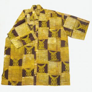 Batik Freizeit afrikanisches Hemd, grün schwarz, Gr. M
