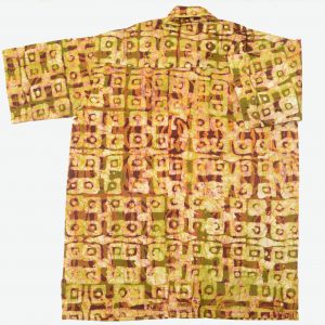 Batik Freizeit afrikanisches Hemd, Adinkra grün-braun, Gr. M