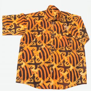 Batik Freizeit afrikanisches Hemd, orange Adinkra, Gr. M – verkauft