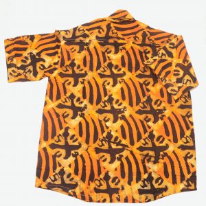 Batik Freizeit afrikanisches Hemd, orange Adinkra, Gr. M – verkauft