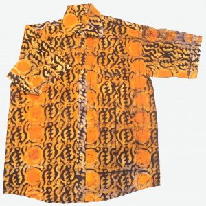 Batik Freizeit afrikanisches Hemd, orange, Gr. M