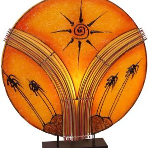Lampe balinesische Tischlampe Sonne, 35 cm