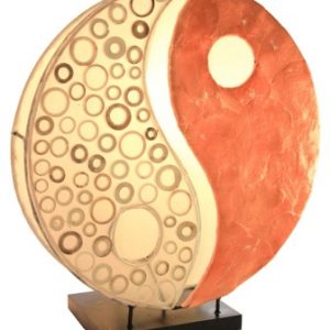 Lampe balinesische Tischlampe Yin-Yang orange, 30 cm