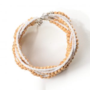 Armband Modeschmuck Bambusperlen, beige, 4 cm
