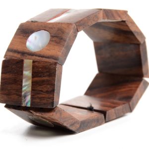 Armband Modeschmuck Holz und Perlmutt, 3 cm