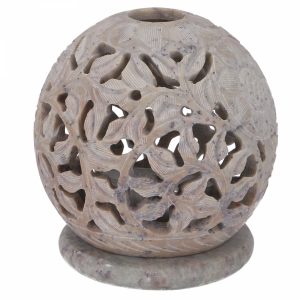 Duftlampe afrikanischer Speckstein Blumen-Motiv, 10 cm