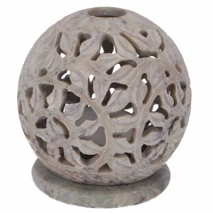 Duftlampe afrikanischer Speckstein Blumen-Motiv, 10 cm