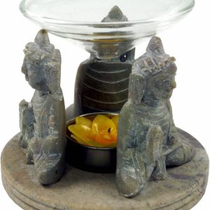 Buddha Figur Duftlampe aus Speckstein, 10 cm