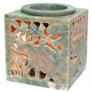 Elefanten Figur Aromalampe aus Speckstein, 8 x 8 cm