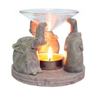 Elefanten Figur Aromalampe aus Speckstein, 10 cm