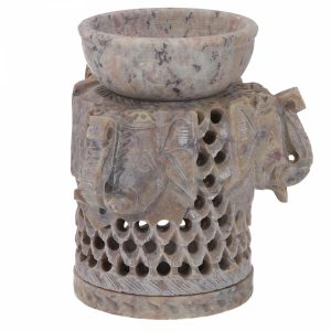 Elefanten Figur Aromalampe aus Speckstein, 13 cm