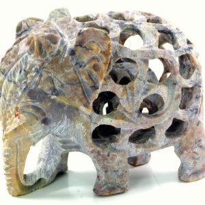 Elefanten Figur mit Baby aus Speckstein 6,5 cm