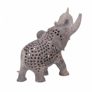Elefanten Figur mit Baby, aus Speckstein, 13 cm