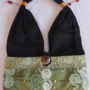 Afrikanische Tasche mit Pailletten, Baumwolle mit Seide, grün