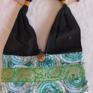 Afrikanische Tasche mit Elefanten-Borte, Baumwolle, türkis