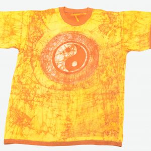 Batik afrikanisches T-Shirt Yin-Yang-Symbol, gelb, Gr. M