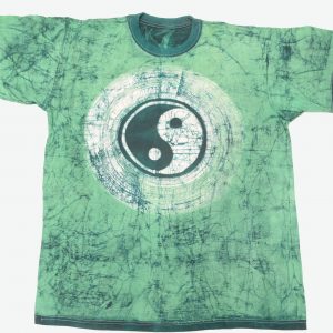 Batik afrikanisches T-Shirt Yin-Yang-Symbol, grün, Gr. M