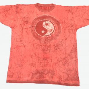 Batik afrikanisches T-Shirt Yin-Yang-Symbol, rot, Gr. M