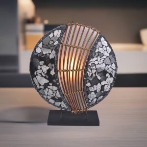 Lampe balinesische Tischlampe Glas-Mosaik rund, 30 cm