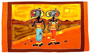 Sarong balinesischer Pareo Wasserträgerinnen, 175 x 120 cm