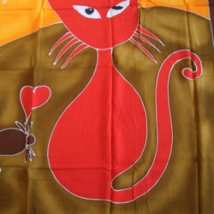 Sarong balinesischer Pareo Katze und Maus, 175 x 120 cm
