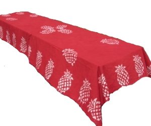 Biertisch-Decke afrikanische Batik rot, mit Servietten, 215 x 110 cm