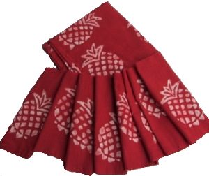 Biertisch-Decke afrikanische Batik rot, mit Servietten, 215 x 110 cm