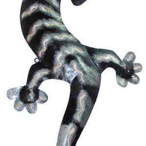 Gecko balinesische Tier Figur Blech, schwarz-grau, 80 cm