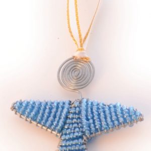Engel-Figuren Schutzengel aus blauen Glasperlen, 9 cm