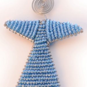 Engel-Figuren Schutzengel aus blauen Glasperlen, 9 cm