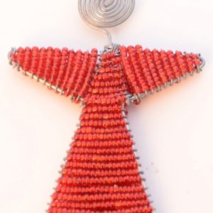Engel-Figuren Schutzengel aus roten Glasperlen, 9 cm