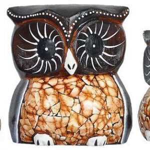 Eulen Figur 3-er-Set, 8 cm + 10 cm + 12 cm
