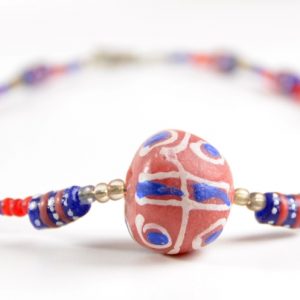 Halskette afrikanischer Modeschmuck Glasperlen, 50 cm