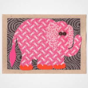 Afrikanische Glückwunsch-Karte rosa Elefant Recyclingpapier