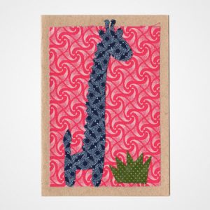 Afrikanische Glückwunsch Karte blaue Giraffe Recyclingpapier