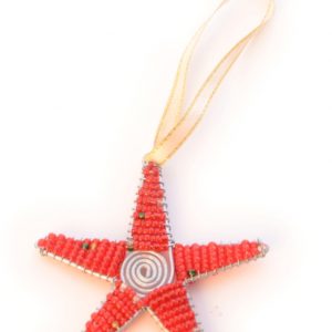 Glasperlen Deko Stern rot, 9 cm
