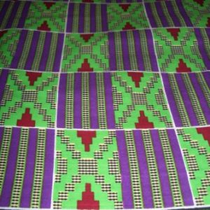 Tischdecke afrikanisches Kente-Muster, grün-lila, 110 x 1.200 cm