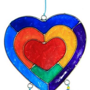 Suncatcher Windspiel Herz-Mobile bunt, 10,5 cm