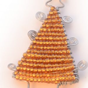 Glasperlen afrikanische Tannenbaum Deko gelb, 9 cm