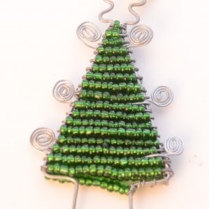 Glasperlen afrikanische Tannenbaum Deko grün, 9 cm