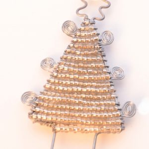 Glasperlen afrikanische Tannenbaum Wohn Deko weiss, 9 cm