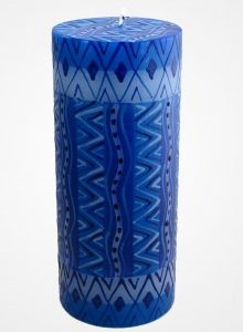 Kerzen afrikanische Stumpenkerze, blau, 22 cm