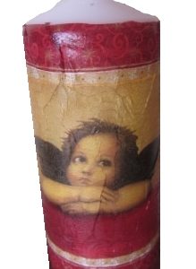 Kerzen afrikanische Serviettentechnik Engel, 15 cm